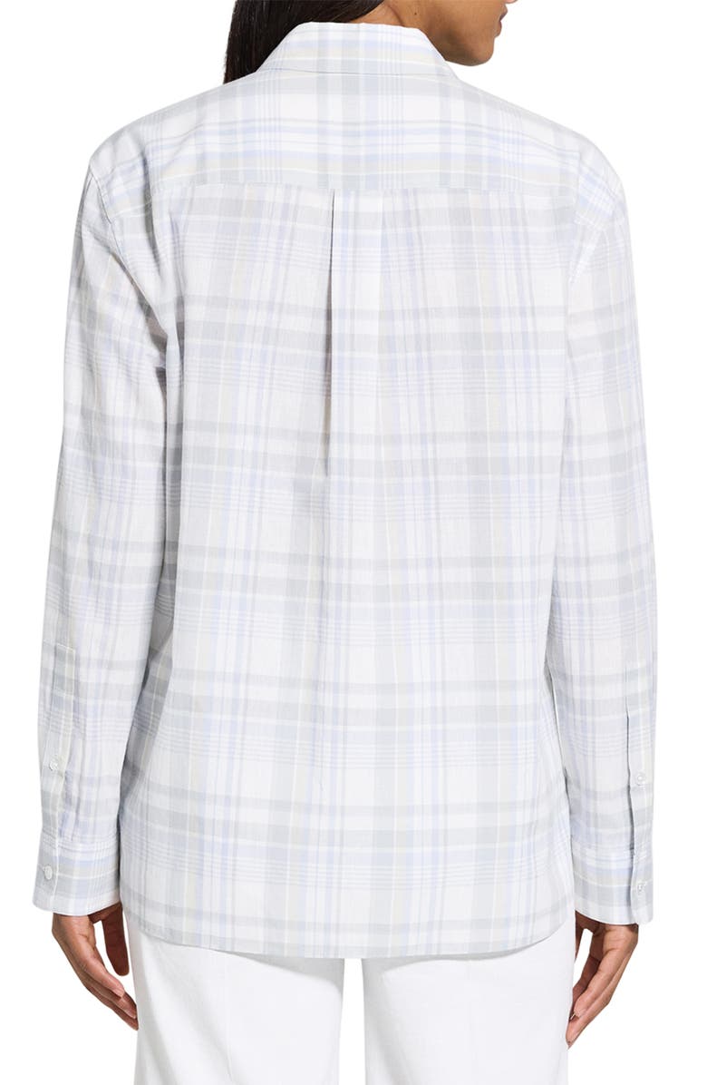Theory Plaid Cotton & Linen Button-Up Shirt, Alternate, color, Olympic Multi