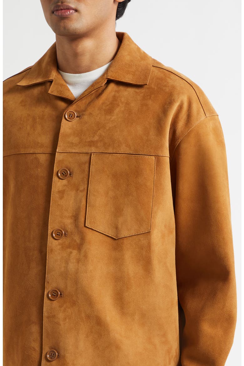 Suede Overshirt, Alternate, color, CARAMEL