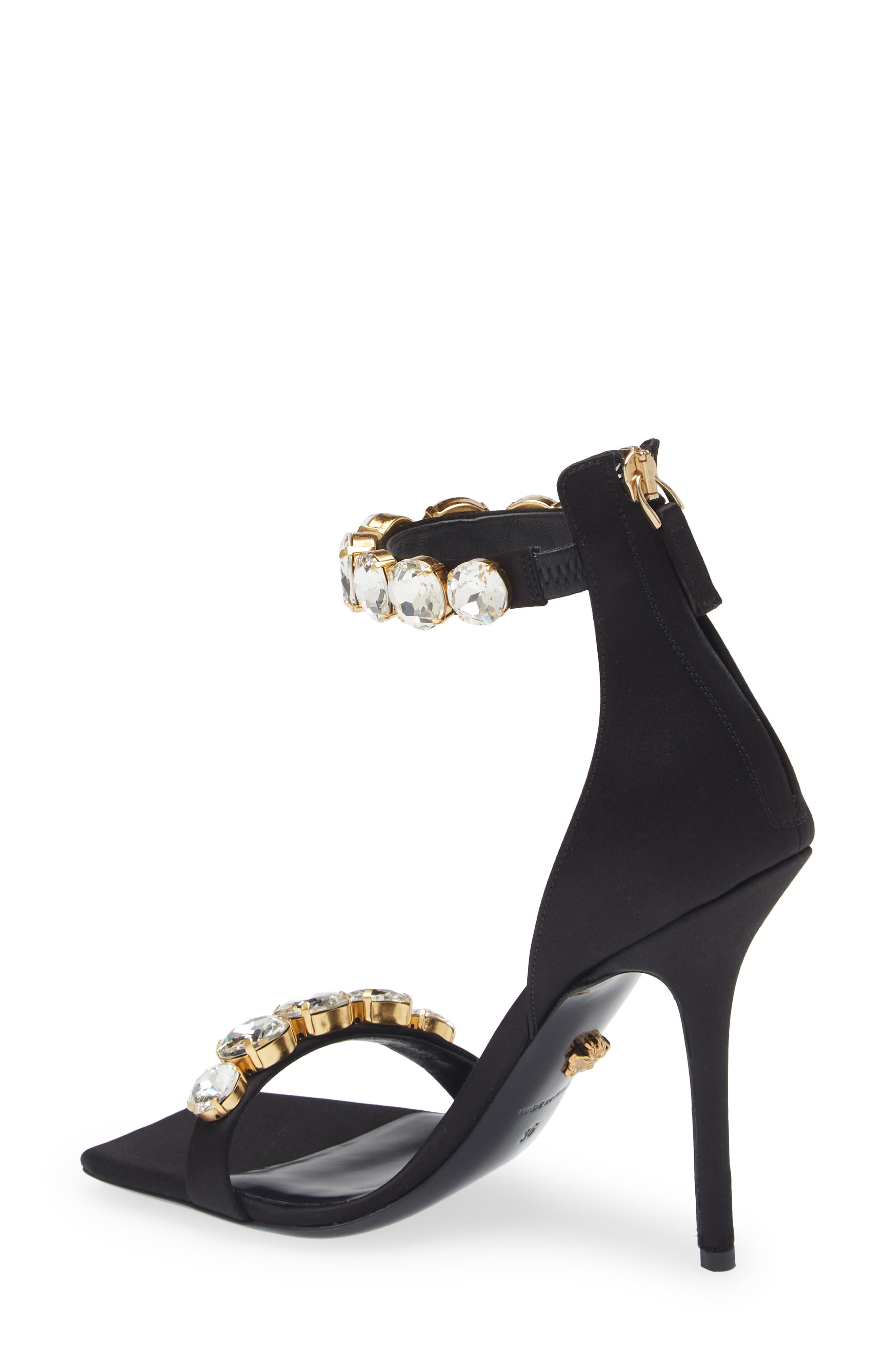 Versace Crystal Embellished Ankle Strap Sandal, Alternate, color, 