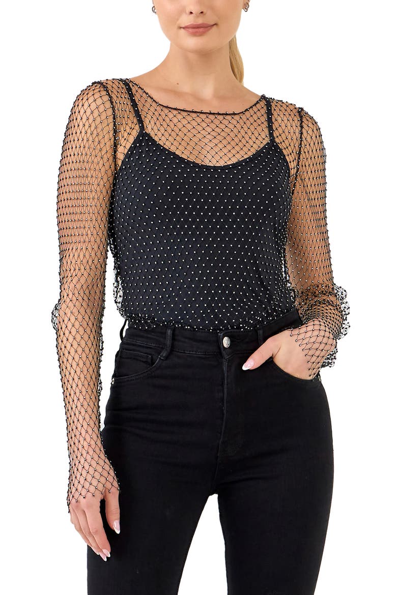 Embellished Top, Alternate, color, BLACK