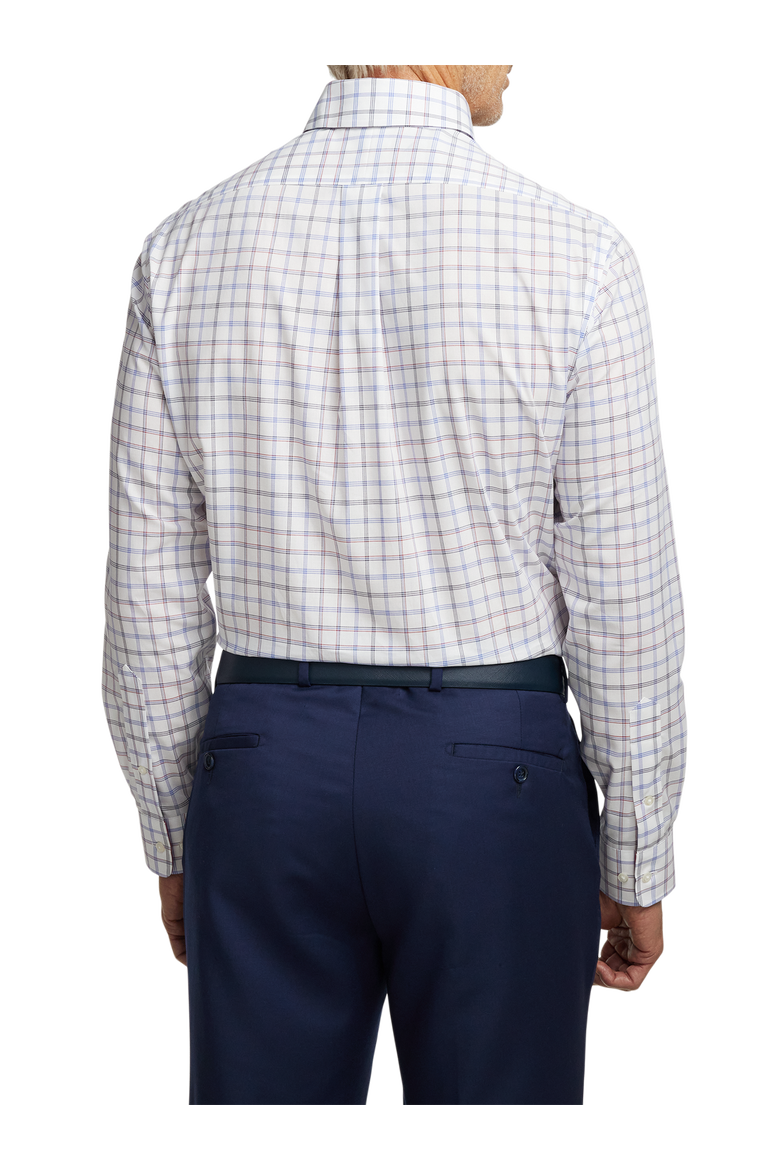 Cotton Buttondown Collar Broadcloth Slim Contrast Trim Button Cuff Long Sleeve, Alternate, color, Blue/Red