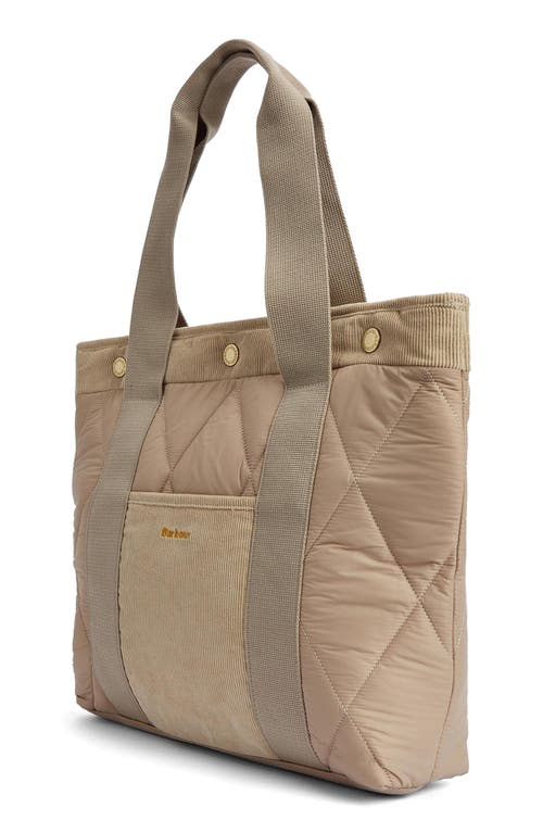 Barbour Healy Mixed Media Tote In Light Sand