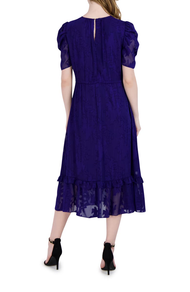 Julia Jordan Floral Puff Sleeve A-Line Midi Dress, Alternate, color, Royal