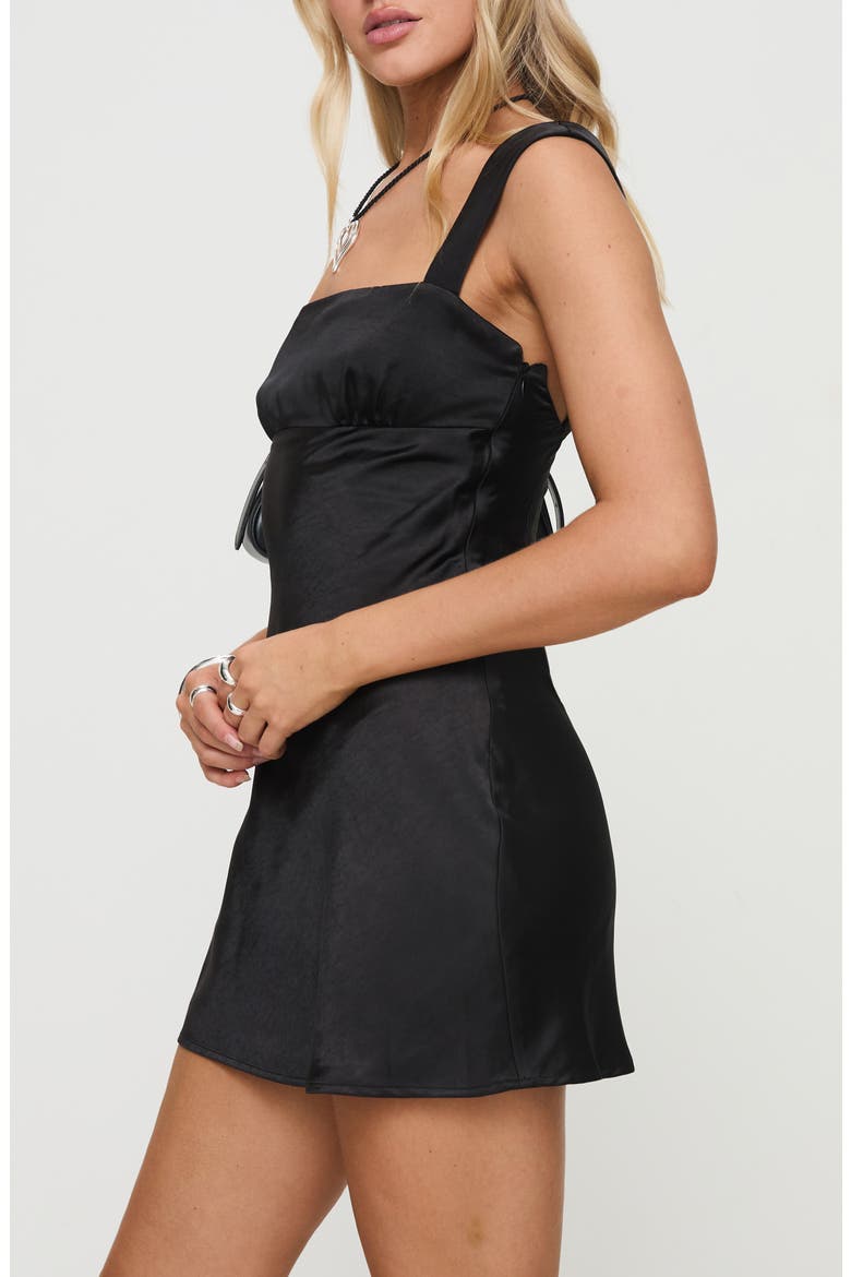 Radioactive Bias Cut Satin Minidress, Alternate, color, BLACK