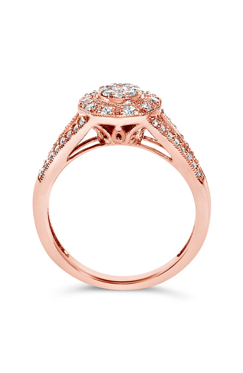 Haus of Brilliance 14K Gold Over Silver 1/2 Cttw Diamond Halo Cluster Cocktail Ring, Alternate, color, Rose Gold Over Silver