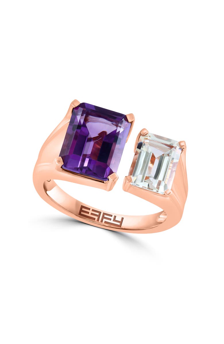 EFFY 14K Rose Gold Amethyst & White Topaz Ring, Main, color,