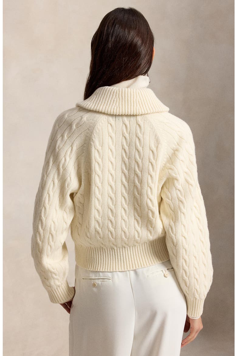 Cable Knit Cardigan, Alternate, color, WHITE