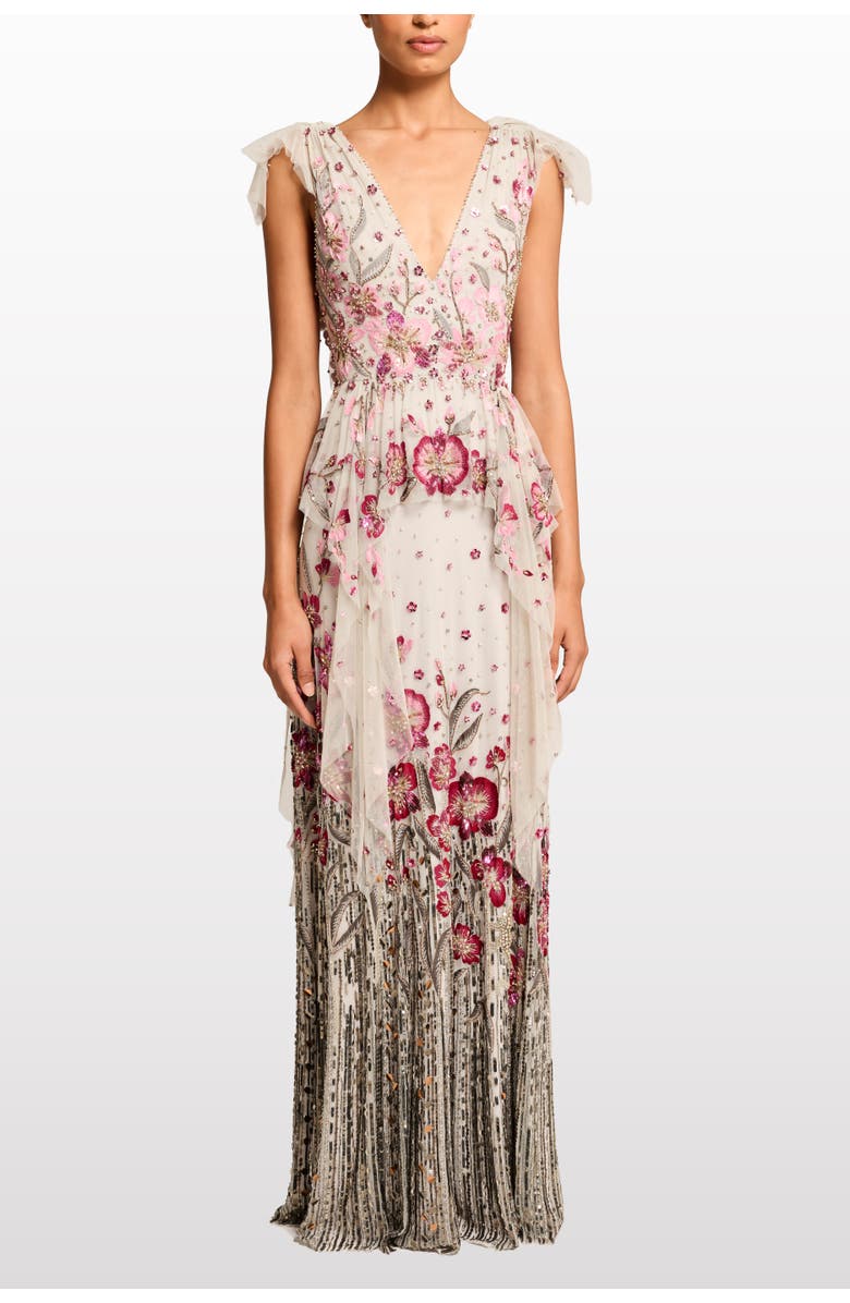 Jenny Packham Flower Power Floral Sequin-Embellished Gown, Main, color,