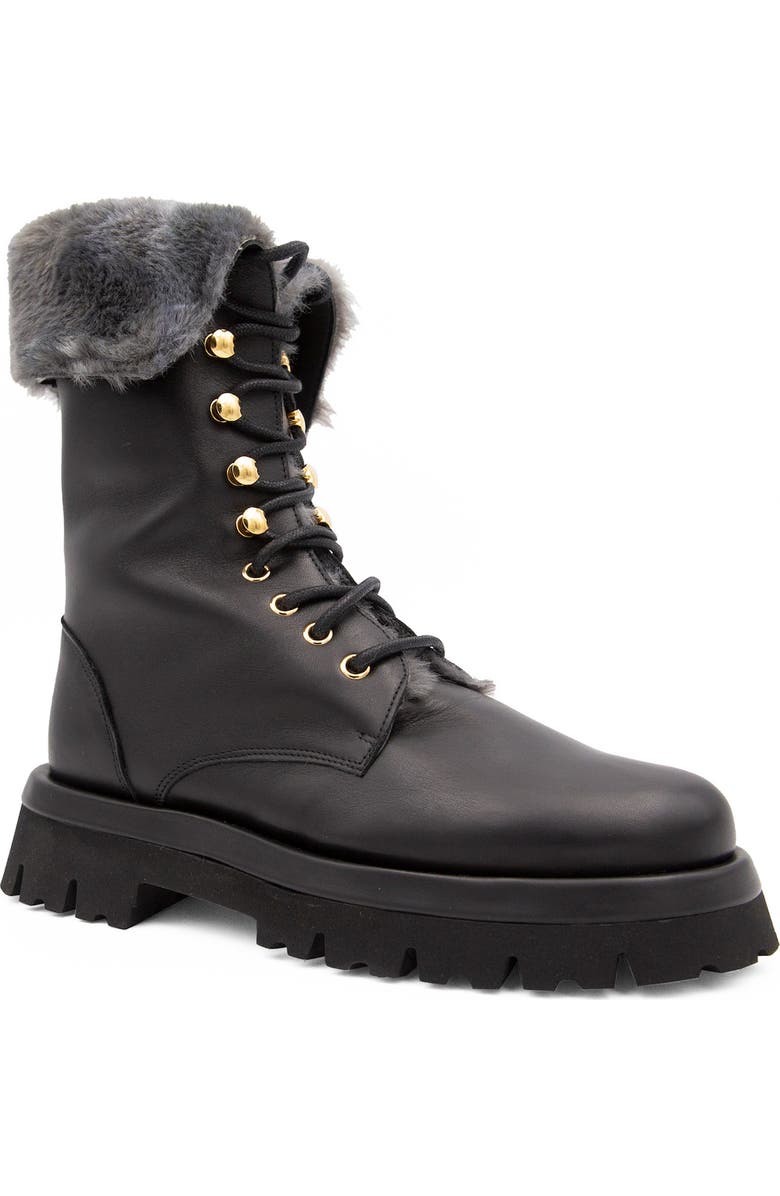 Valentina Rangoni Folgore Faux Fur Platform Combat Boot, Main, color,