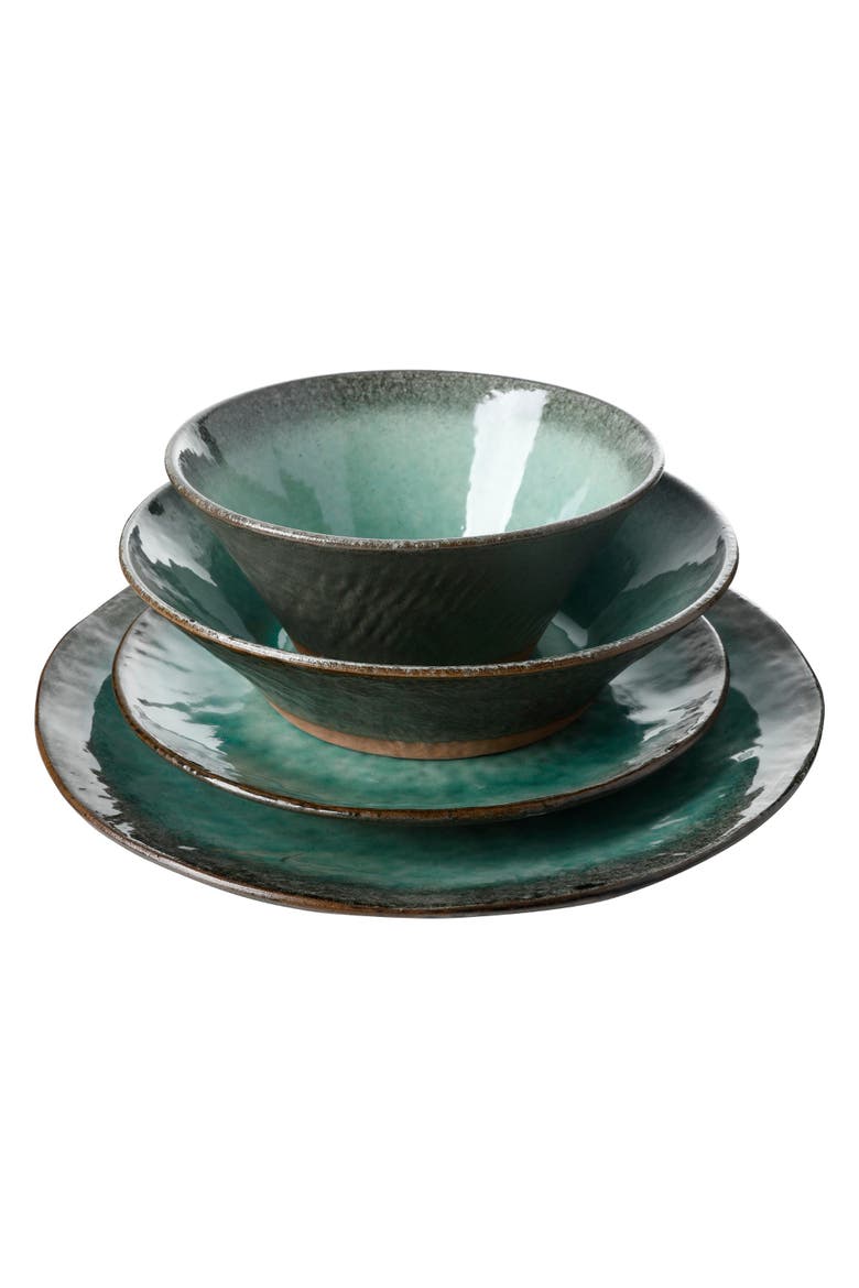 Green Lantern 16-Piece Terracotta Reactive Glaze Dinnerware Set, Alternate, color, Green