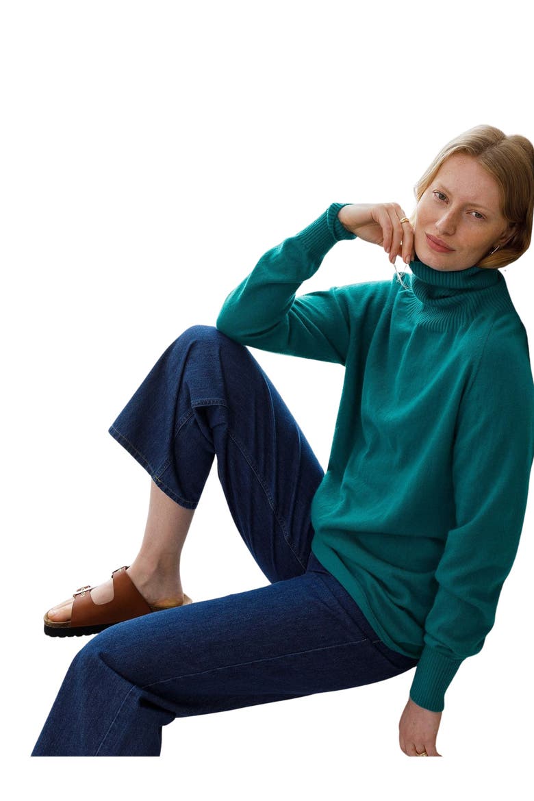 Geelong Wool Slouch Turtleneck Sweater, Alternate, color, SEA GREEN