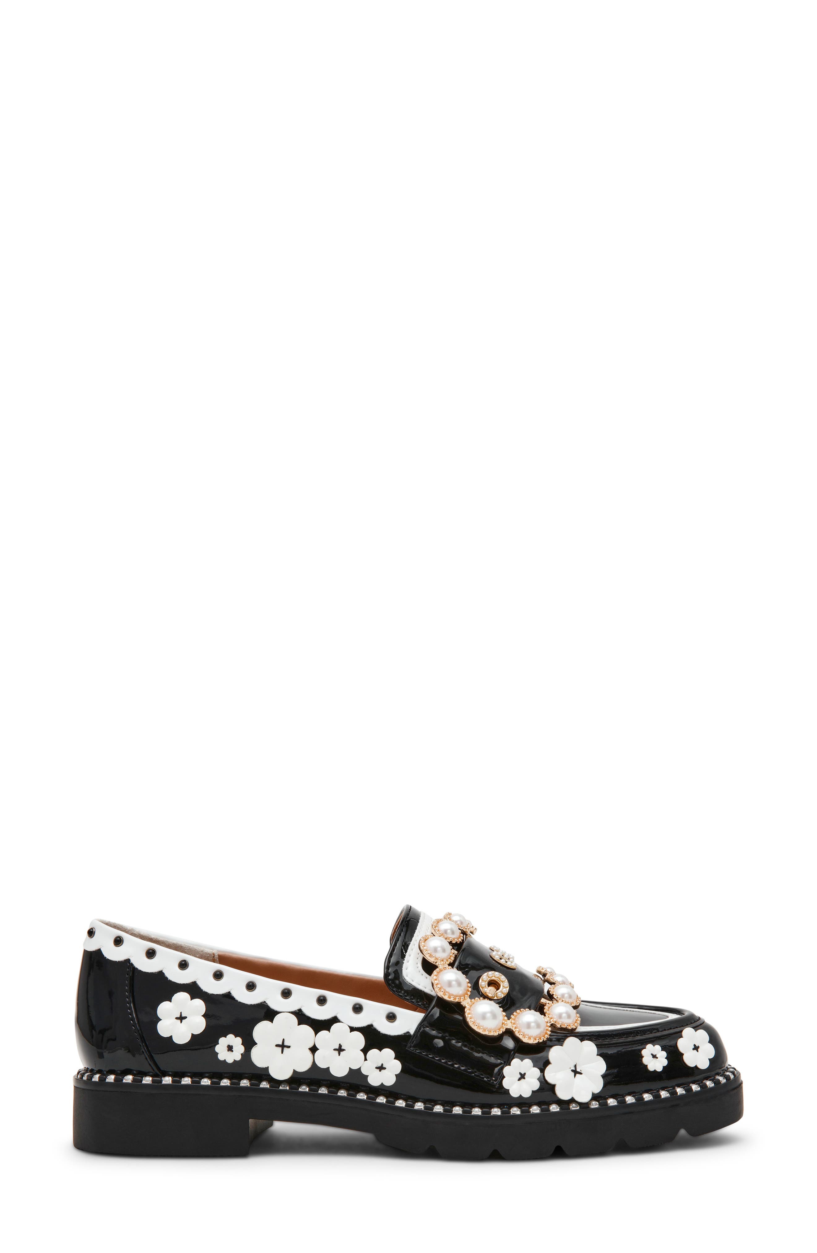 Wylie Buckle Loafer, Alternate, color, BLACK/ WHITE FLORAL