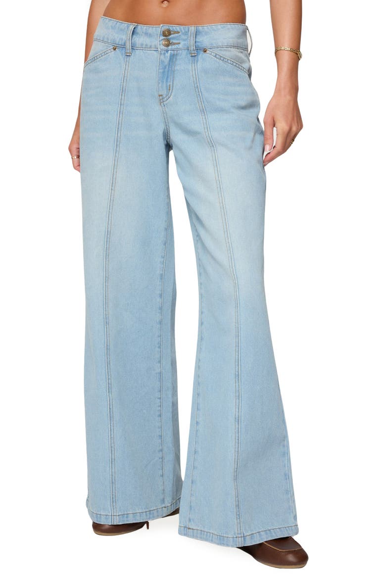 Charlie Seamed Low Rise Wide Leg Jeans, Main, color, LIGHT-BLUE