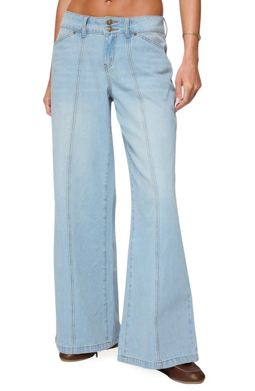 Edikted Charlie Panel Stitch Low Rise Light Rinse Wash Jeans