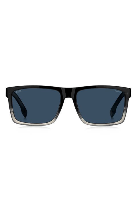 59mm Polarized Rectangular Sunglasses