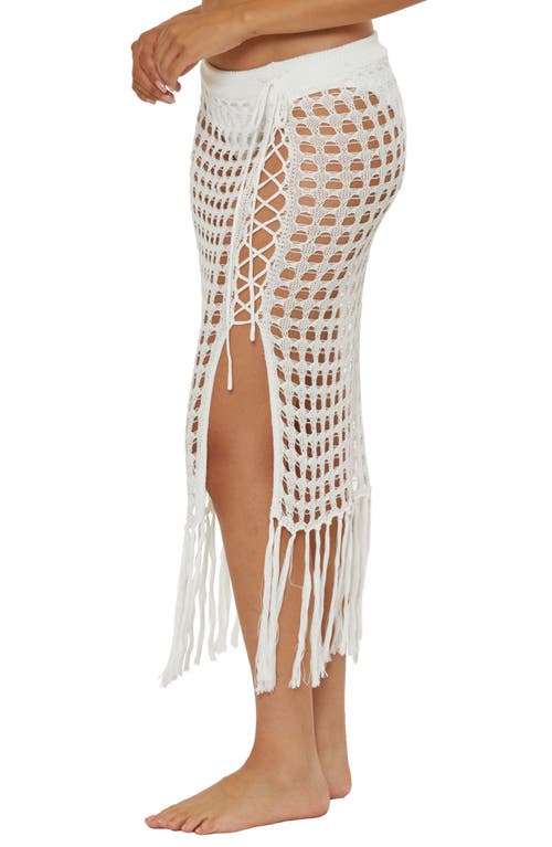 Becca Venica Open Knit Cover-up Skirt In White