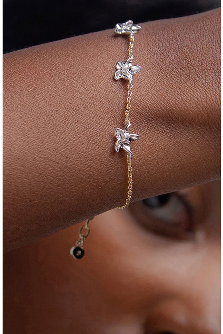 Luludi Flower Mix Metal Bracelet in Gold, Alternate, color, Two Tone
