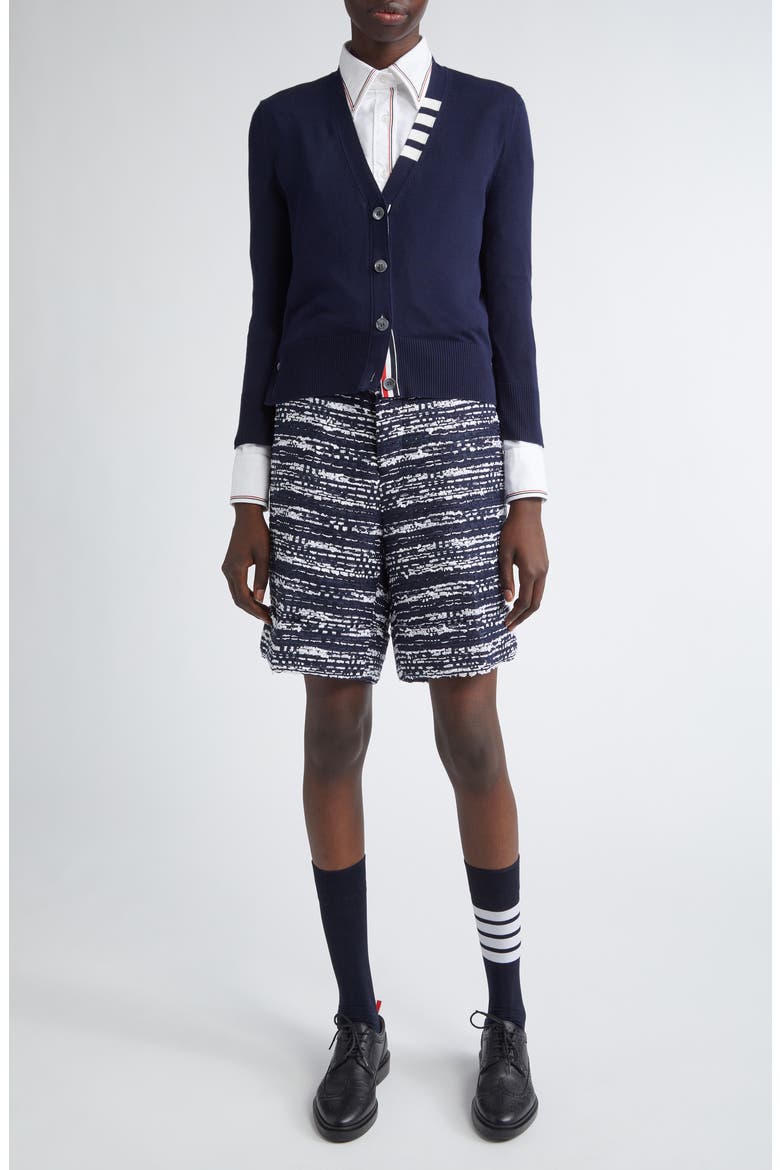Jersey Stitch V-Neck Cotton Cardigan, Alternate, color, NAVY