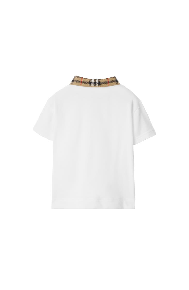 Burberry Check Collar Cotton Polo Shirt, Alternate, color, White