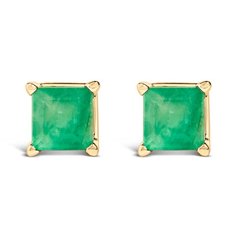 14K Gold 5x5MM Princess Cut Gemstone Solitaire Stud Earrings