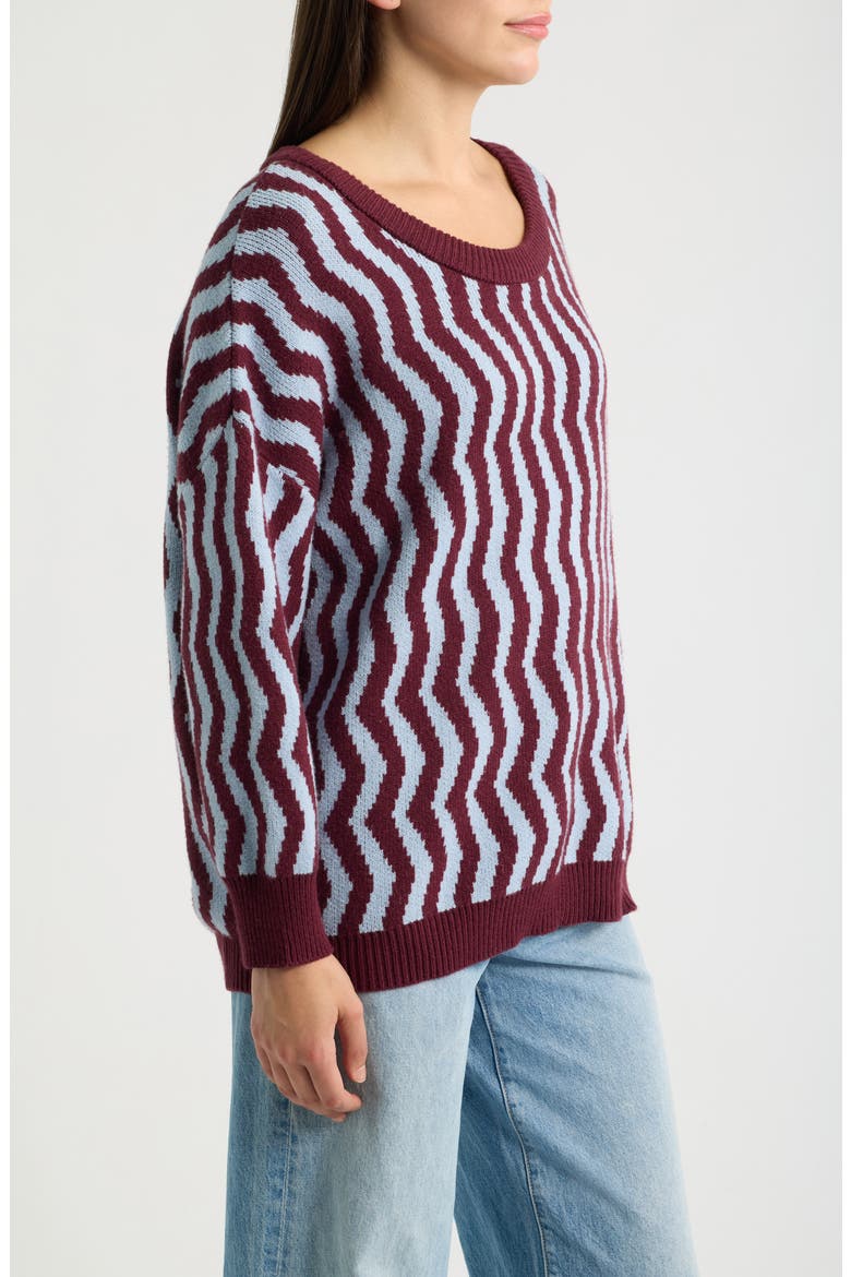 Vertical Squiggle Pullover, Alternate, color, BORDEAUX