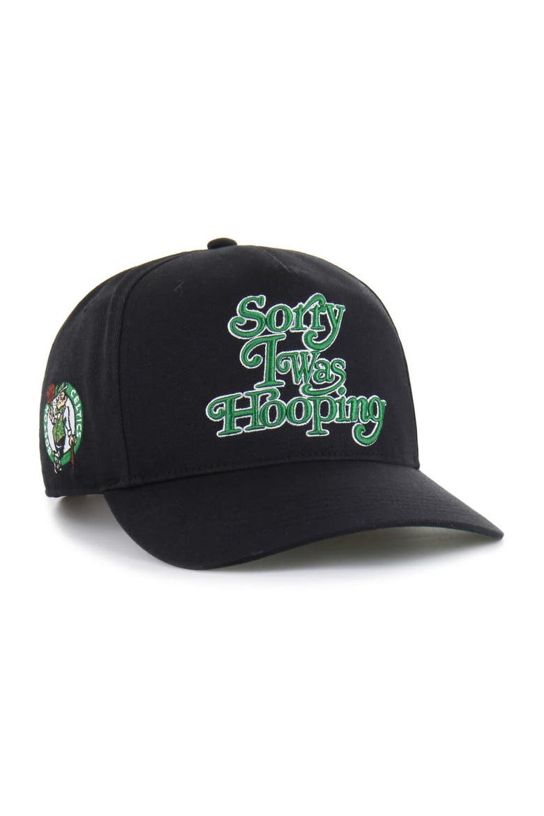 Men's Brand Seen by '47 Black Boston Celtics Sorry I Was Hooping Hitch Adjustable Hat, Main, color, Black