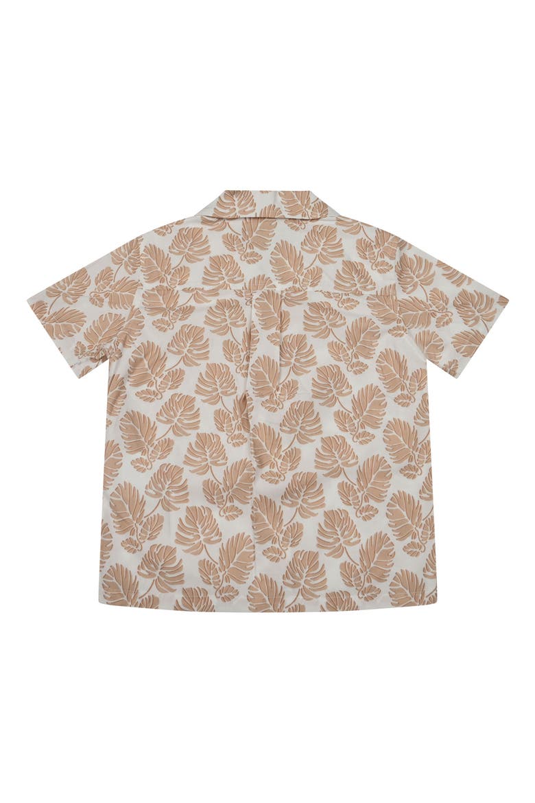 Kids' Leaf Print Camp Shirt, Alternate, color, SAND