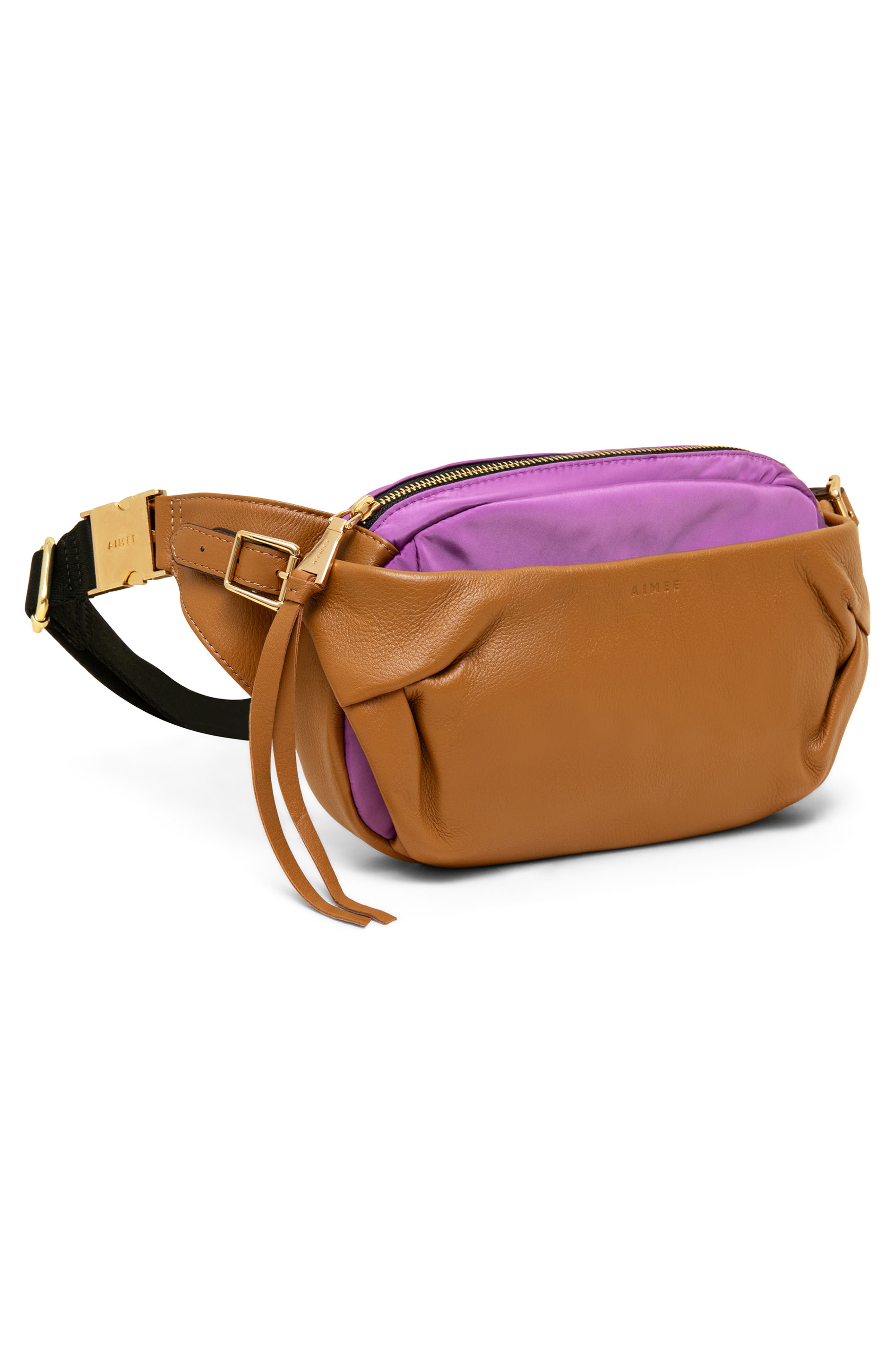 AIMEE Seeker Leather Sling Bag, Alternate, color, Latte Violet