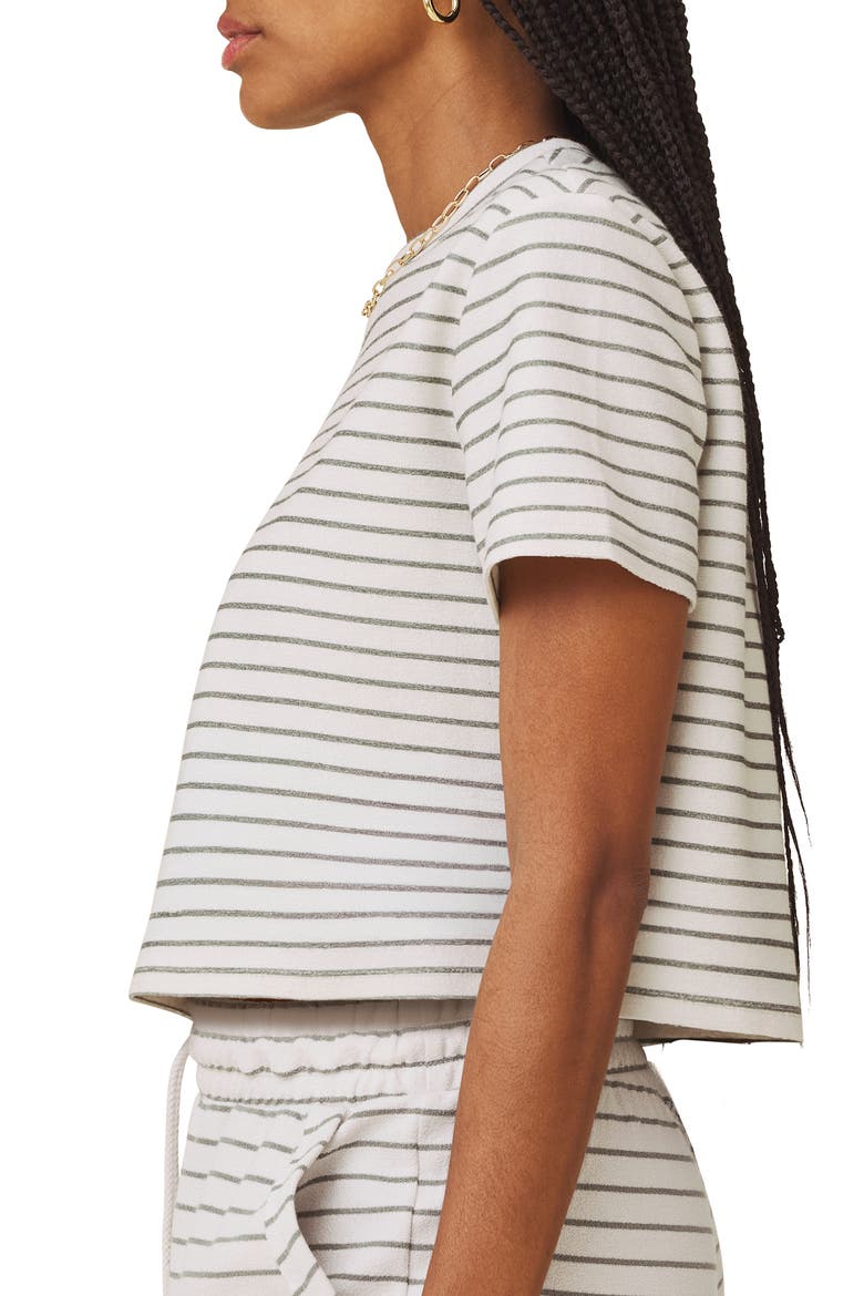 Kennedy Stripe Sweatshirt, Alternate, color, PALE OAK WHITE/ GREEN
