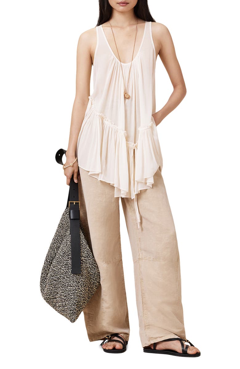 AllSaints Rach Semisheer Sleeveless Top, Alternate, color, Chalk White