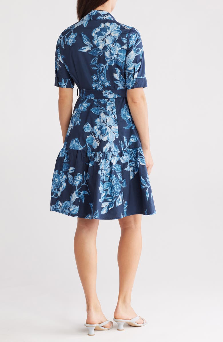Calvin Klein Floral Short Sleeve Cotton Shirtdress, Alternate, color, 