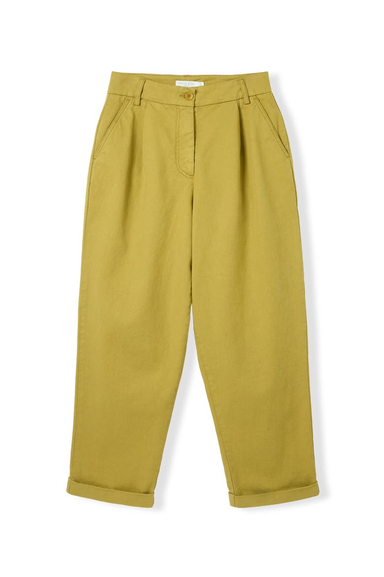 Tapered Pleat Front Pant, Alternate, color, Green Ochre