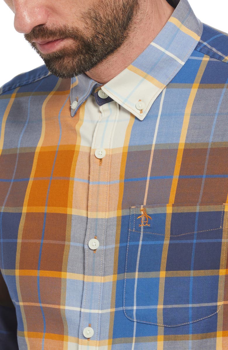 Original Penguin Plaid Stretch Button-Down Shirt, Alternate, color, 