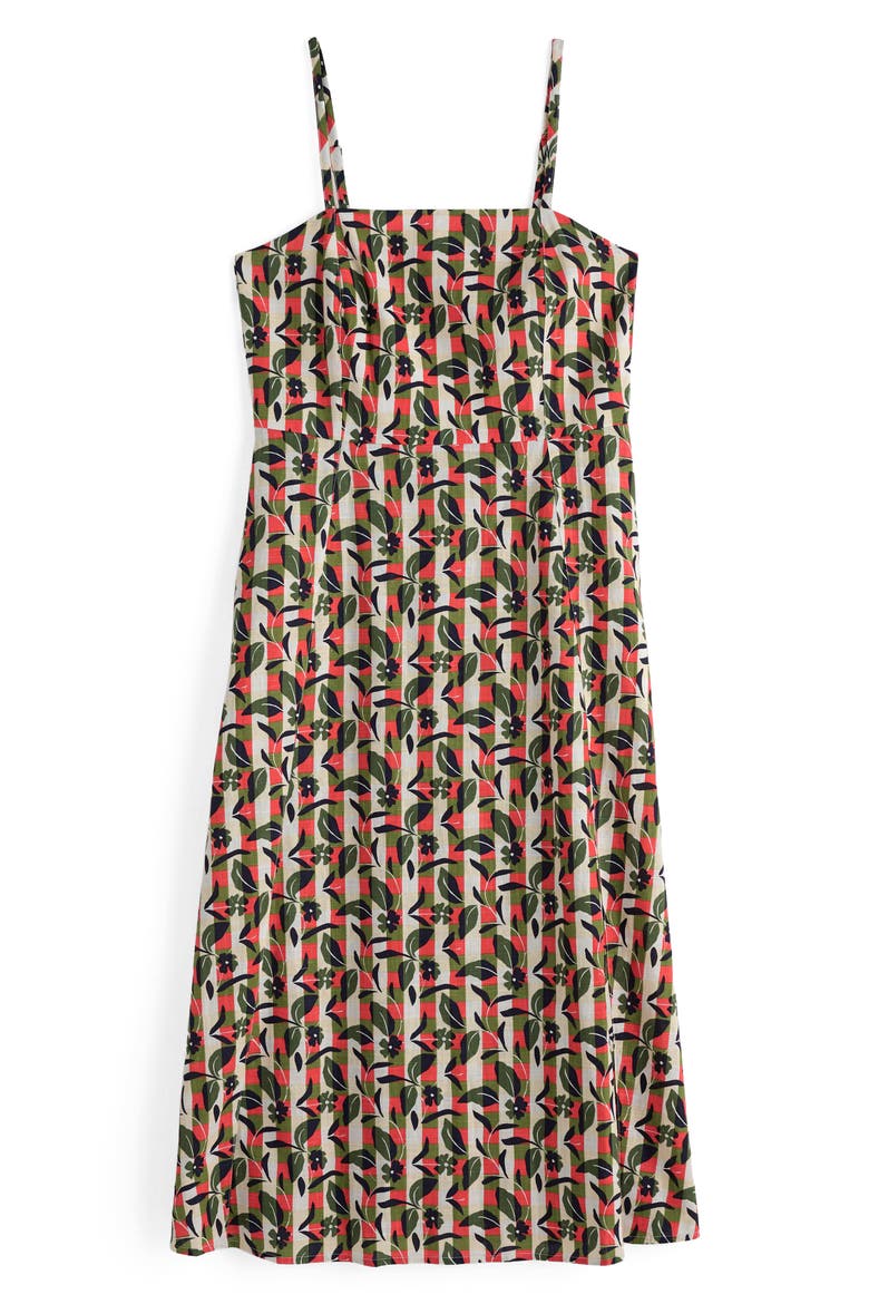 Madern Floral Check Organic Cotton Sundress, Alternate, color, TABLE FLOWERS DARK CITRON