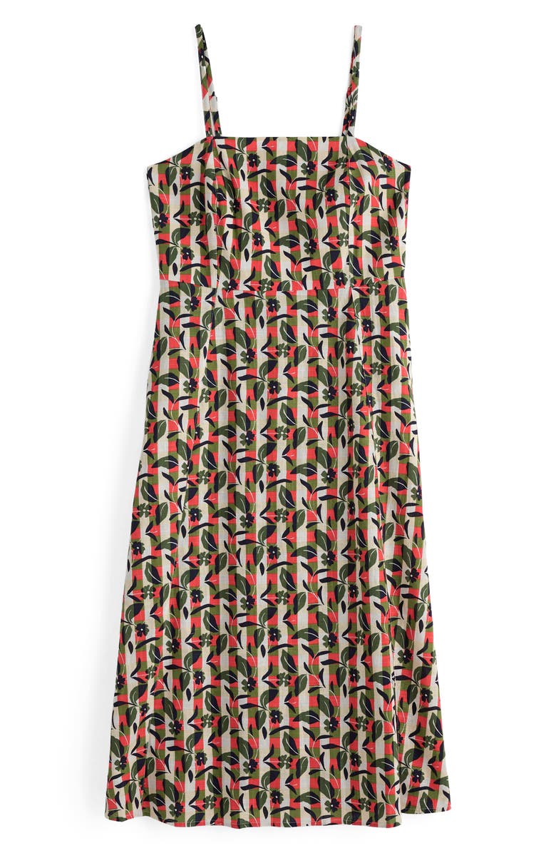 Seasalt Cornwall Madern Floral Check Organic Cotton Sundress, Alternate, color, Table Flowers Dark Citron