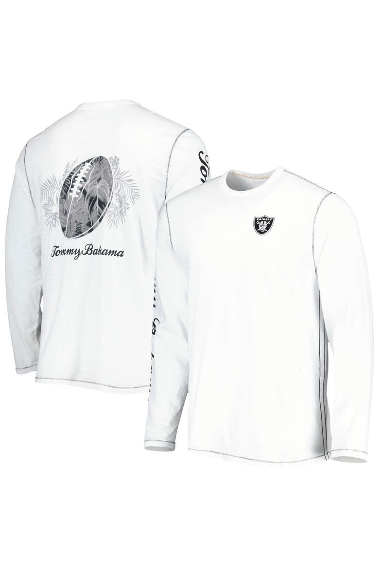 Men's Tommy Bahama White Las Vegas Raiders Laces Out Billboard Long Sleeve T-Shirt, Main, color, White
