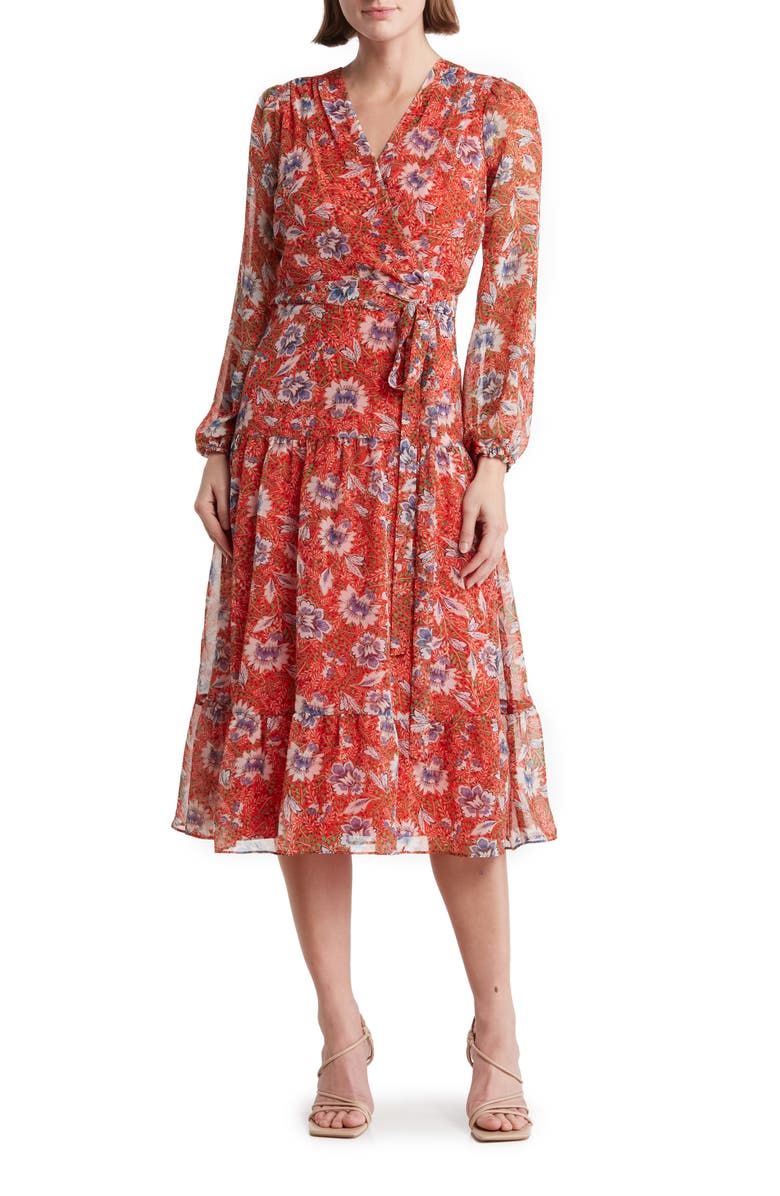 Sam Edelman Country Long Sleeve Faux Wrap Dress, Main, color,
