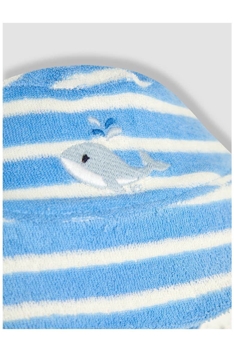 Whale Appliqué Stripe Terry Cloth Romper & Hat Set, Alternate, color, BLUE