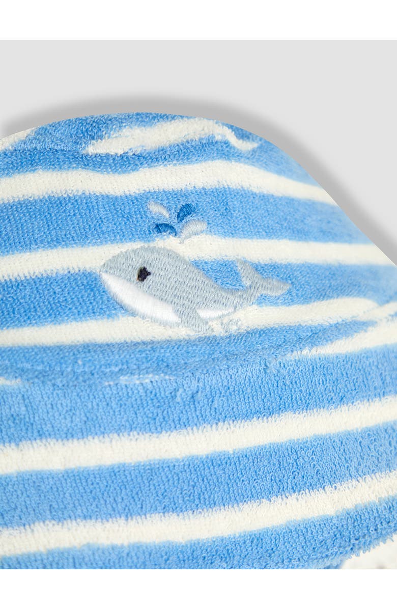 JOJO MAMAN BEBE Whale Appliqué Stripe Terry Cloth Romper & Hat Set, Alternate, color, Blue