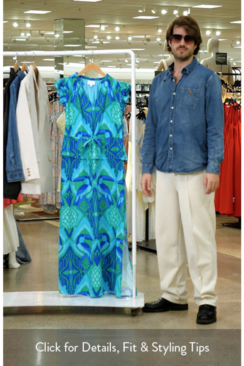 Blissy Tropical Ruffle Midi Dress video
