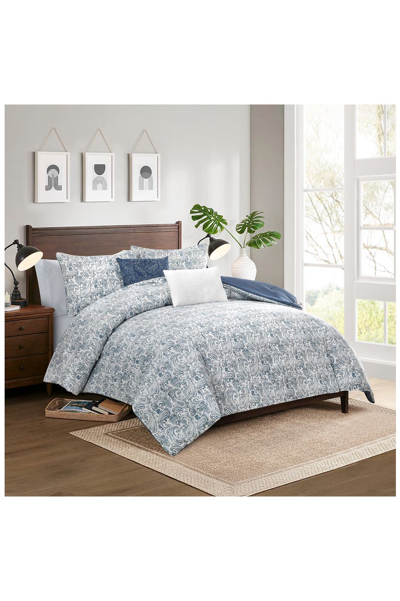 5-Piece Comforter Set, Main, color, BLUE/ BEIGE