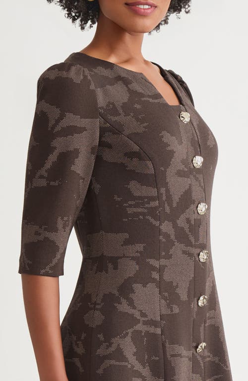 Ming Wang Floral Jacquard Button-up Knit Dress In Multi