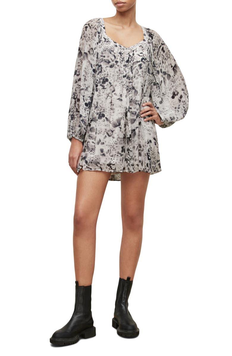 AllSaints Sanina Waktu Long Sleeve Minidress, Main, color,