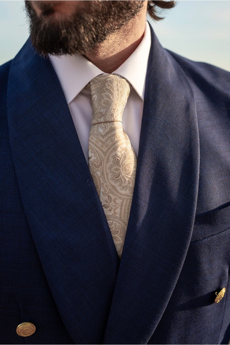 Montecarlo - Extra Long Silk Jacquard Tie for Men, Alternate, color, Champagne