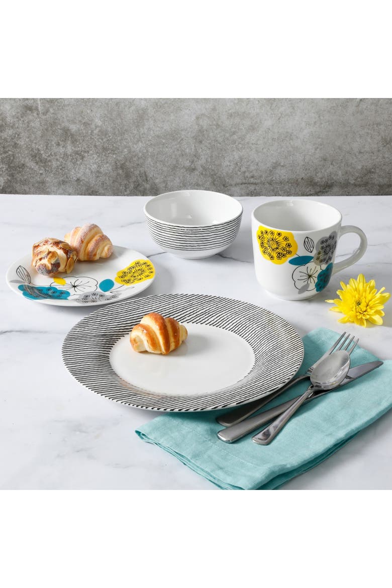 16 Piece Fine Ceramic Dinnerware Set, Alternate, color, White