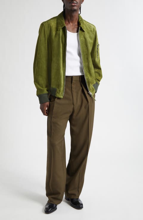 Collared Suede Bomber Jacket