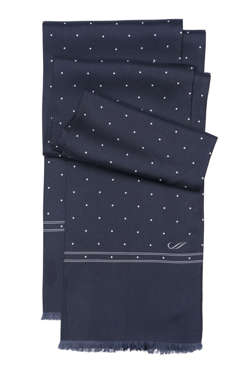 Elizabetta Savona - Slim Silk Scarf for Men, Main, color, Midnight Blue