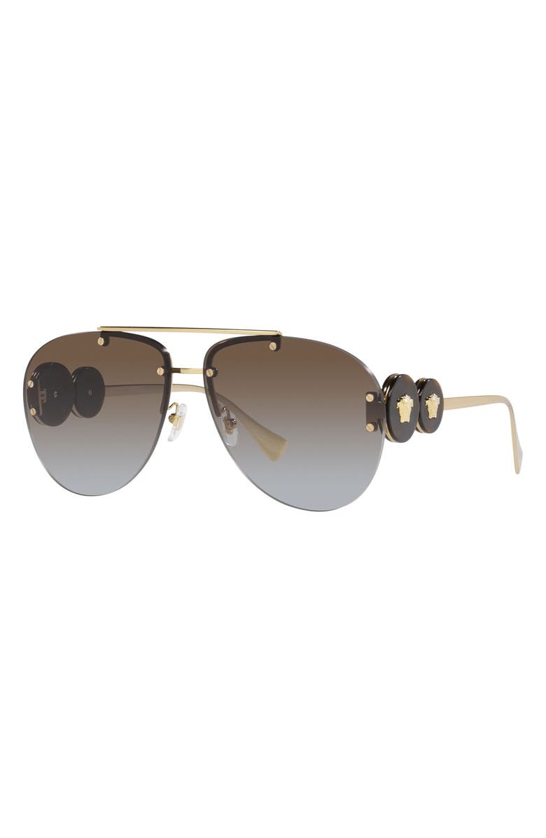 Versace 63mm Oversize Gradient Aviator Sunglasses, Alternate, color, 