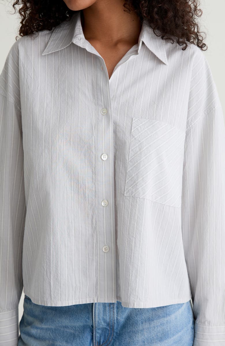AG Kellen Relaxed Crop Button-Up Shirt, Alternate, color, Studio Stripe Sea Fog Multi