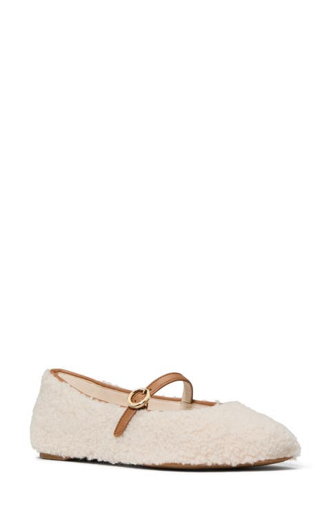 halo genuine shearling mary jane flat (women)